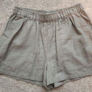 Womens ROXY Linen Grey Sage Shorts